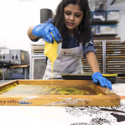 Student gets creative working in screen-printing studio