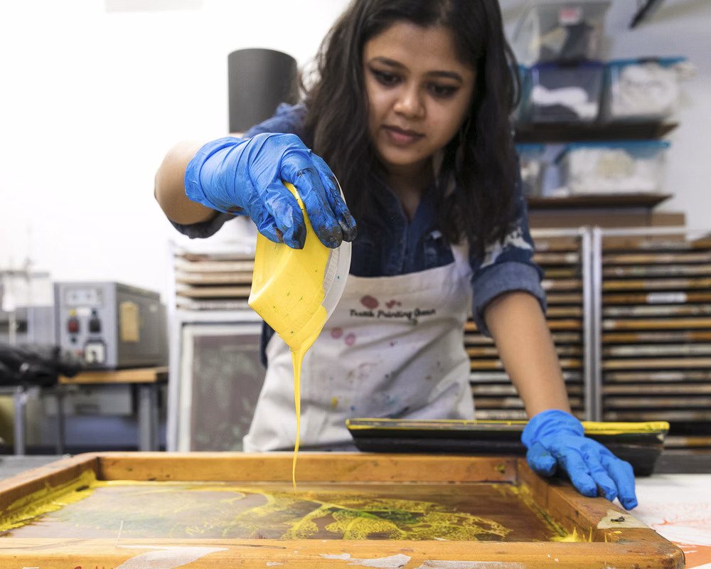 Student gets creative working in screen-printing studio