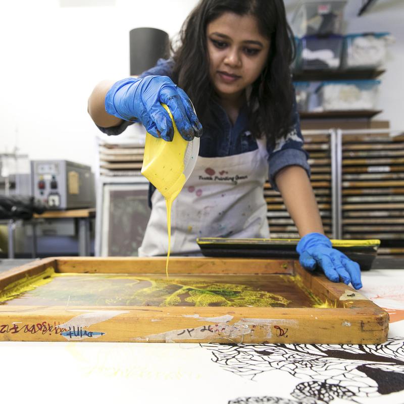 Student gets creative working in screen-printing studio