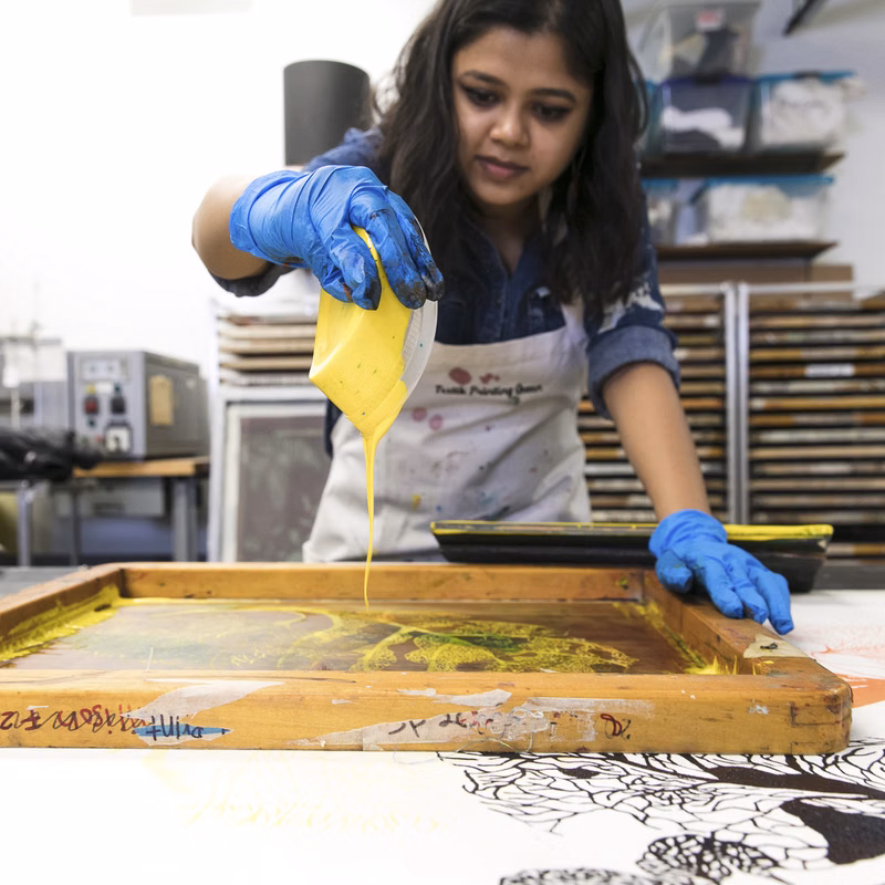 Student gets creative working in screen-printing studio