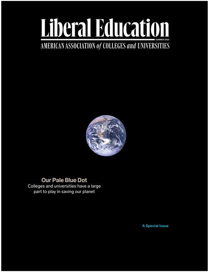 Cover of issue with photo of earth as seen from Apollo 17 in 1972. Photo credit: NASA