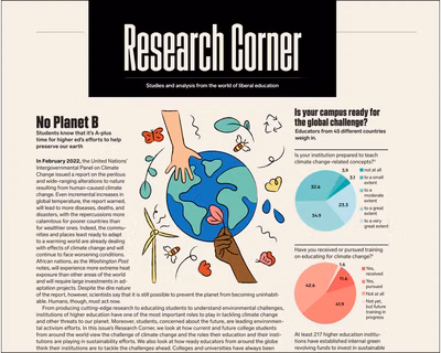 Top half of Research Corner first page. Title is "No Planet B"