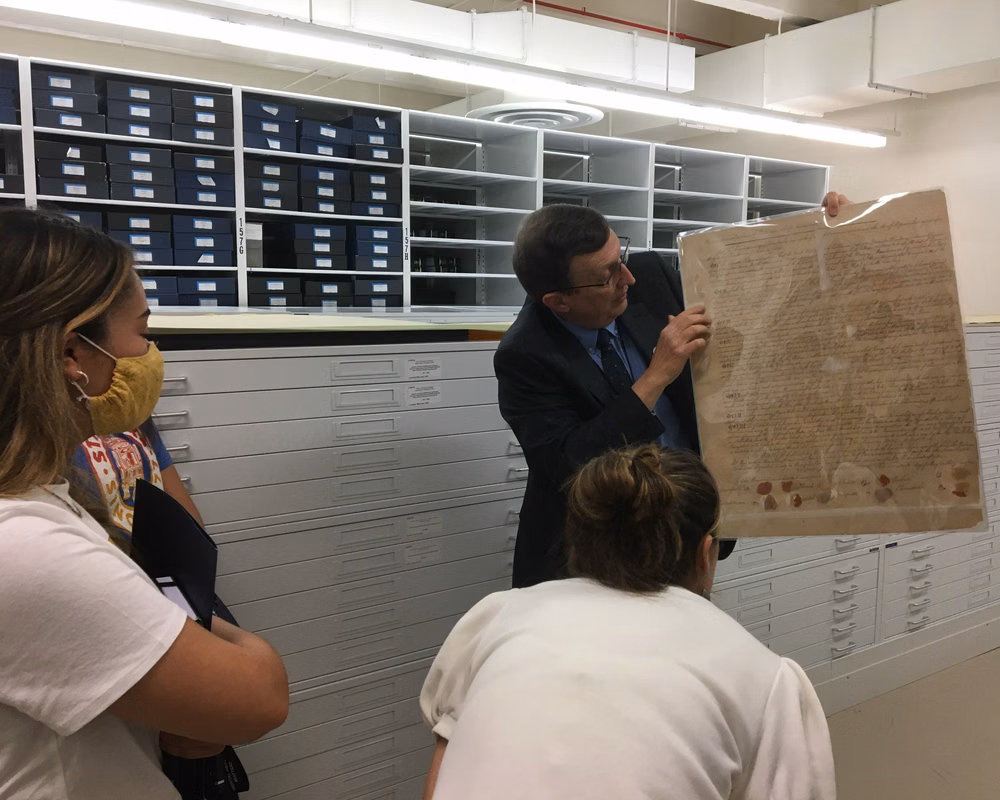 UNCP students visit a state archive.