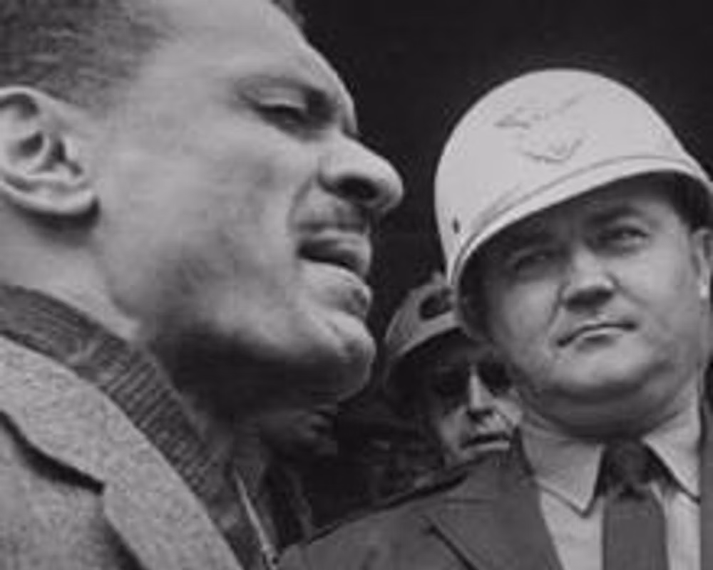 black and white photo of C. T. Vivian and another person
