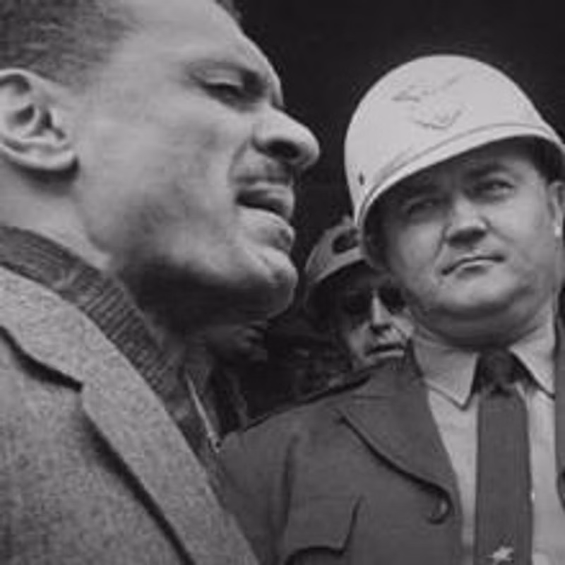 black and white photo of C. T. Vivian and another person