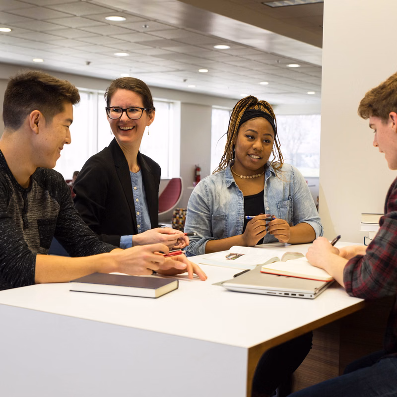 diverse group of students in discussion group