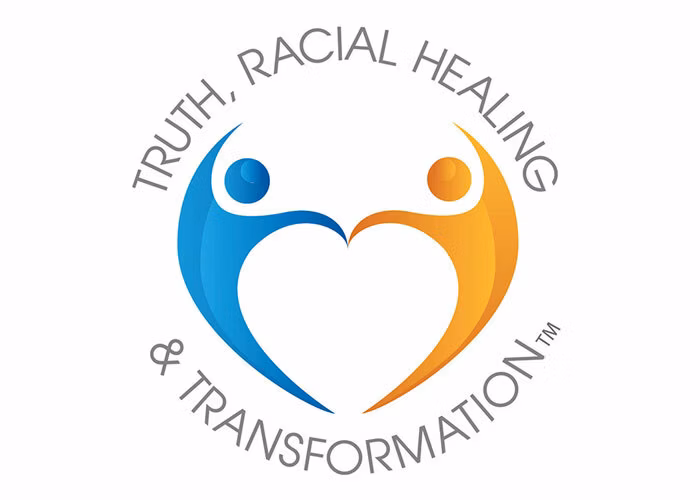The Truth, Racial Healing and Transformation logo of two human figures holding hands.