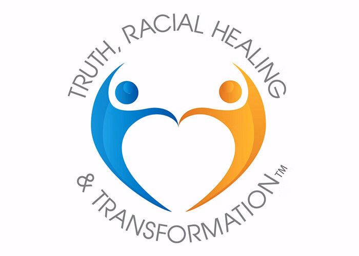 The Truth, Racial Healing and Transformation logo of two human figures holding hands.